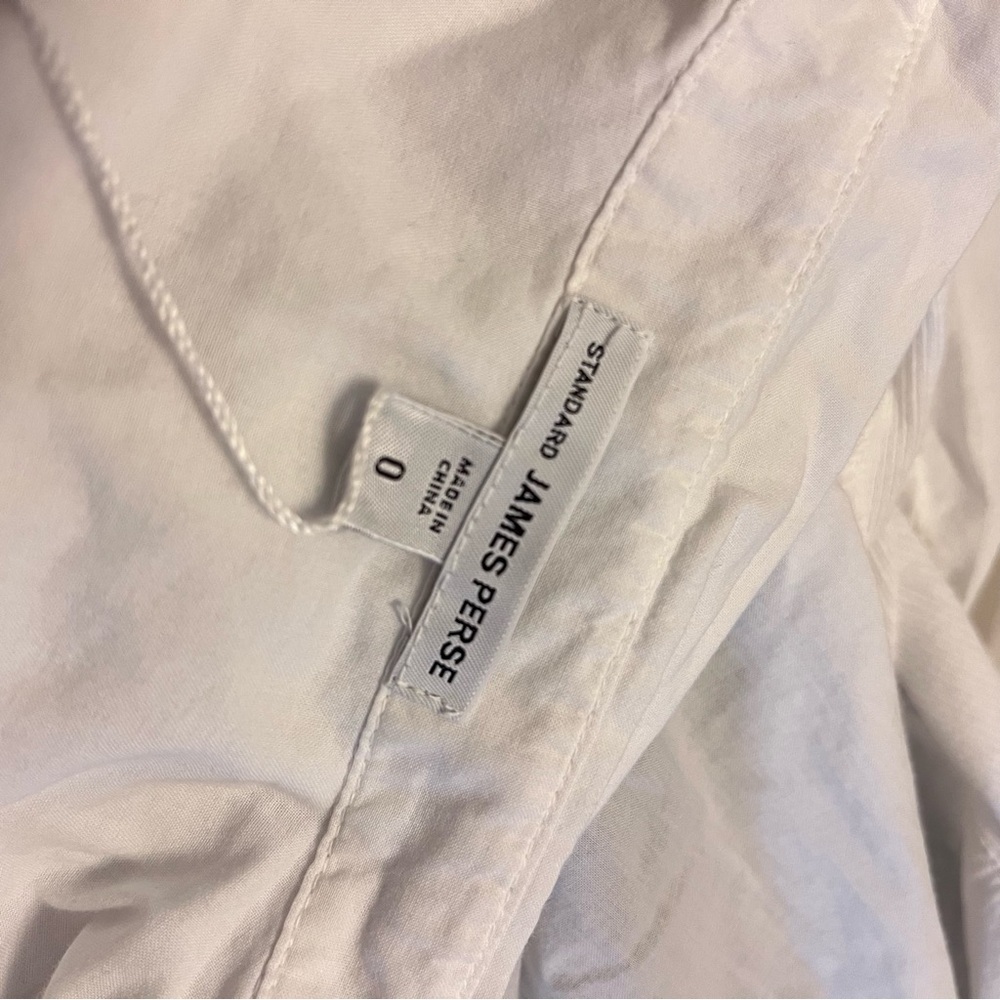 James Perse White Button Down Rib Knit Side Short Sleeve Top Size 0 - Picture 12 of 15